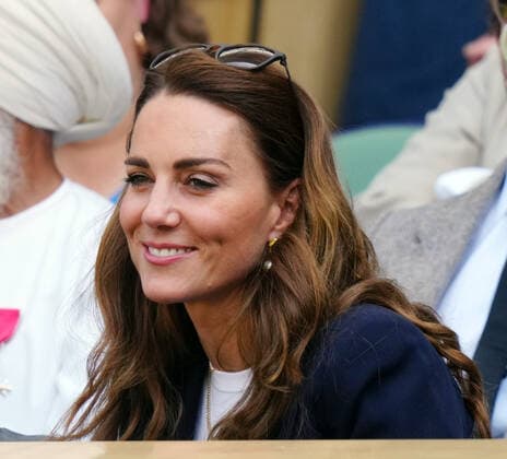 Mandatory Credit: Photo by Shutterstock (12193045az) Catherine Duchess of Cambridge watching the action from the Royal Box on Centre Court Wimbledon Tennis Championships, Day 5, The All England Lawn Tennis and Croquet Club, London, UK - 02 Jul 2021 Wimbledon Tennis Championships, Day 5, The All England Lawn Tennis and Croquet Club, London, UK - 02 Jul 2021  Copyright: xShutterstockx 12193045az