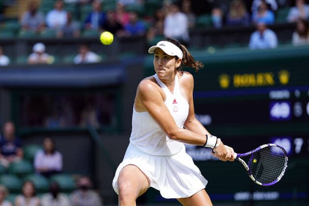 Mandatory Credit: Photo by Shutterstock (12193045ca) Garbine Muguruza during her third round match Wimbledon Tennis Championships, Day 5, The All England Lawn Tennis and Croquet Club, London, UK - 02 Jul 2021 Wimbledon Tennis Championships, Day 5, The All England Lawn Tennis and Croquet Club, London, UK - 02 Jul 2021  Copyright: xShutterstockx 12193045ca
