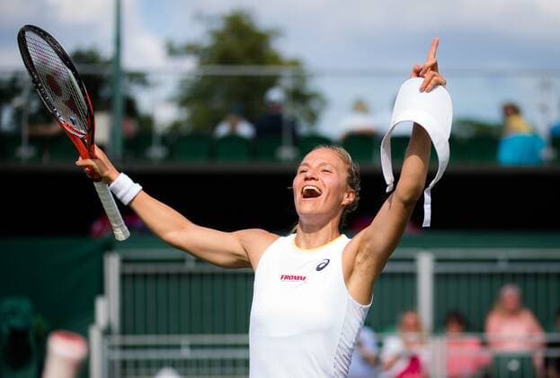 Mandatory Credit: Photo by Rob Prange Shutterstock (12193043ad) Viktorija Golubic of Switzeland celebrates winning the third round of the 2021 Wimbledon Championships Grand Slam tennis tournament Wimbledon Tennis Championships, Day 5, The All England Lawn Tennis and Croquet Club, London, UK - 02 Jul 2021 Wimbledon Tennis Championships, Day 5, The All England Lawn Tennis and Croquet Club, London, UK - 02 Jul 2021  Copyright: xRobxPrange Shutterstockx 12193043ad
