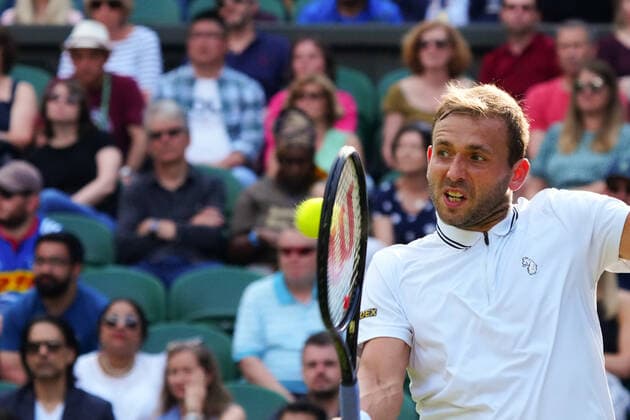 Mandatory Credit: Photo by Javier Garcia Shutterstock (12193040ia) Dan Evans during his third round match Wimbledon Tennis Championships, Day 5, The All England Lawn Tennis and Croquet Club, London, UK - 02 Jul 2021 Wimbledon Tennis Championships, Day 5, The All England Lawn Tennis and Croquet Club, London, UK - 02 Jul 2021  Copyright: xJavierxGarcia Shutterstockx 12193040ia