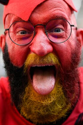 Photo LaPresse - Fabio Ferrari June 02, 2021 Munich, Germany soccer Belgium vs Italy - Euro 2020 - European Football Championship - Quarter to final -Wembley Stadium of London. In the pic: Belgium supporters  Copyright: xFabioxFerrari LaPressex