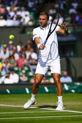 Mandatory Credit: Photo by Shutterstock (12193045ho) Dan Evans during his third round match Wimbledon Tennis Championships, Day 5, The All England Lawn Tennis and Croquet Club, London, UK - 02 Jul 2021 Wimbledon Tennis Championships, Day 5, The All England Lawn Tennis and Croquet Club, London, UK - 02 Jul 2021  Copyright: xShutterstockx 12193045ho