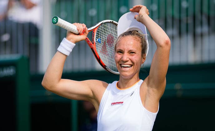 Sport Themen der Woche KW26 July 2, 2021: Viktorija Golubic of Switzeland celebrates winning the third round of the 2021 Wimbledon Championships Grand Slam tennis tournament against Madison Brengle of the United States - ZUMAa181 20210702_zaa_a181_049 Copyright: xRobxPrangex