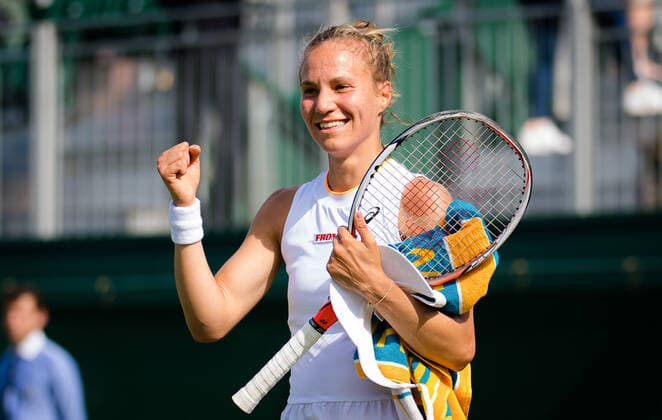 July 2, 2021: Viktorija Golubic of Switzeland celebrates winning the third round of the 2021 Wimbledon Championships Grand Slam tennis tournament against Madison Brengle of the United States - ZUMAa181 20210702_zaa_a181_058 Copyright: xRobxPrangex