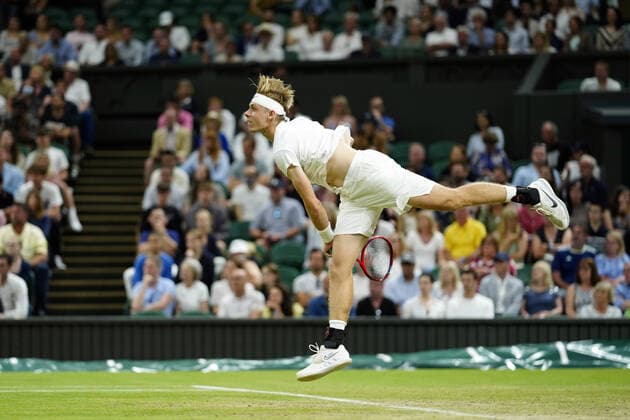 Mandatory Credit: Photo by Shutterstock (12193045jz) Denis Shapovalov during his third round match Wimbledon Tennis Championships, Day 5, The All England Lawn Tennis and Croquet Club, London, UK - 02 Jul 2021 Wimbledon Tennis Championships, Day 5, The All England Lawn Tennis and Croquet Club, London, UK - 02 Jul 2021  Copyright: xShutterstockx 12193045jz