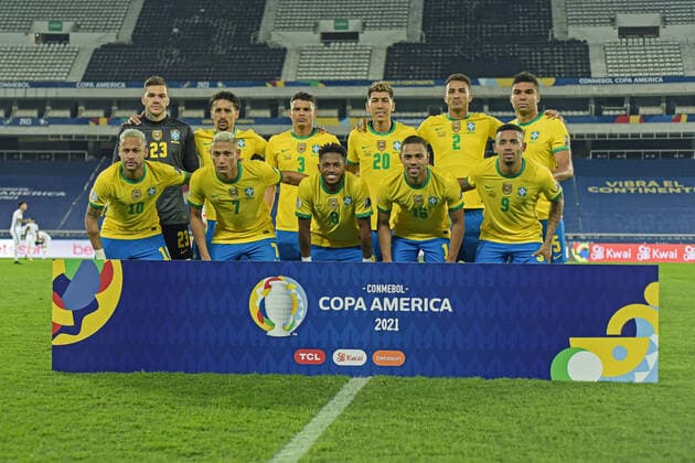 Futbol, Chile vs Brasil. Copa America Brasil 2021. Los Jugadores de Brasil son fotografiados durante el partido por Cuarto de Final de Copa America disputado en el estadio Nilton Santos en Rio de Janeiro, Brasil. 2 07 2021 Marcello Dias DiaEsportivo Photosport Football, Chile vs Brazil. Brazil Copa America Championship 2021. Brazil s player they are pictured during the match for quarterfinal of Copa America Championship at Nilton Santos stadium in Rio of Janeiro, Brazil. 2 07 2021 Marcello Dias DiaEsportivo Photosport Chile vs Brasil, Copa America 2021
