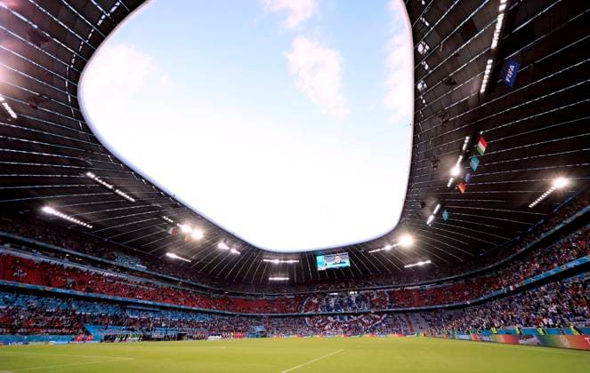 ALLIANZARENA in Muenchen UEFA Fussball Europameisterschaften 2020 Viertelfinale Spiel Belgien - Italien 1 : 2 am 02. 07 2021 in Muenchen DFL REGULATIONS PROHIBIT ANY USE OF PHOTOGRAPHS as IMAGE SEQUENCES and or QUASI-VIDEO