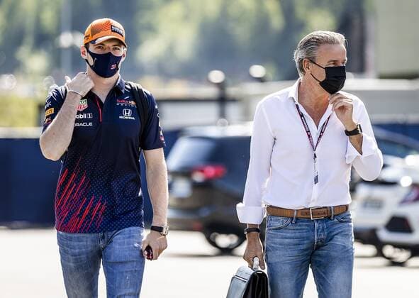 SPIELBERG - Red Bull Racing s Max Verstappen along with his manager Raymond Vermeulen on arrival at the track ahead of the third free practice session for the Formula 1 Austrian Grand Prix. The Grand Prix takes place at the Red Bull Ring race track in the state of Styria. REMKO DE WAAL W xVIxANPxSportx xxANPxIVx