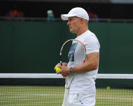 Tennis - 2021 All England Championships - Week One - Day Six (Saturday) - Wimbledon Womens Singles Emma Raducanu (GBR) training with her coach Emma Raducanu coach Nigel Sears 
