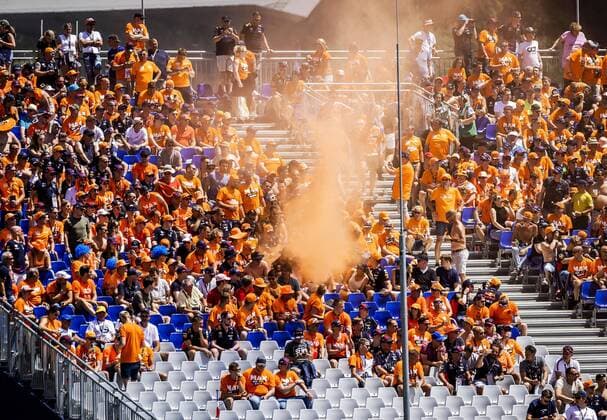 SPIELBERG - Fans of Max Verstappen in the stands during the third free practice for the Formula 1 Grand Prix of Austria. The Grand Prix takes place at the Red Bull Ring race track in the state of Styria. REMKO DE WAAL W xVIxANPxSportx xxANPxIVx
