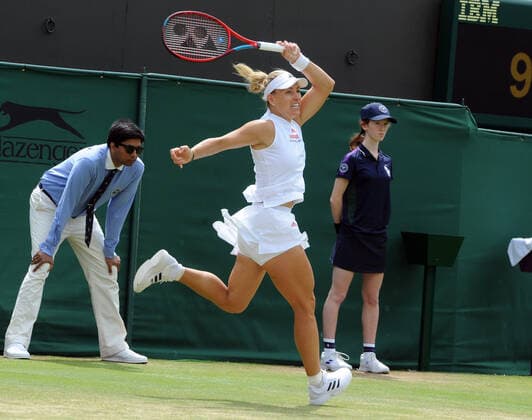 Tennis - 2021 All England Championships - Week One - Day Six (Saturday) - Wimbledon Ladies Singles Angelique Kerber v Aliaksandra Sasnovich Angelic Kerber of Germany 