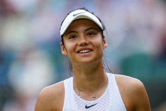 Mandatory Credit: Photo by Shutterstock (12194409ac) Emma Raducanu during her third round match Wimbledon Tennis Championships, Day 6, The All England Lawn Tennis and Croquet Club, London, UK - 03 Jul 2021 Wimbledon Tennis Championships, Day 6, The All England Lawn Tennis and Croquet Club, London, UK - 03 Jul 2021  Copyright: xShutterstockx 12194409ac