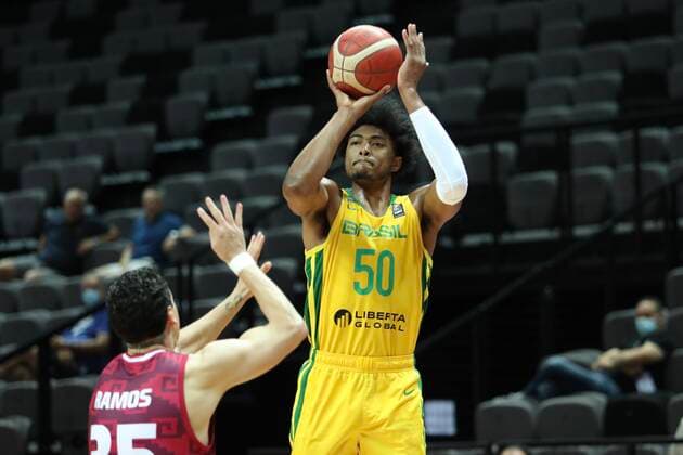 Brazil v Mexico - Semi Final: 2020 FIBA Men s Olympic Qualifying Tournament Bruno Caboclo of Brazil shoots during the 2020 FIBA Men s Olympic Qualifying Tournament game between Brazil and Mexico at Spaladium Arena on July 3, 2021 in Split, Croatia. IvoxCagalj PIXSELL