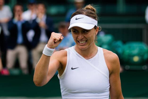 Mandatory Credit: Photo by Rob Prange Shutterstock (12194627f) Paula Badosa of Spain in action during the third round at the 2021 Wimbledon Championships Grand Slam tennis tournament Wimbledon Tennis Championships, Day 6, The All England Lawn Tennis and Croquet Club, London, UK - 03 Jul 2021 Wimbledon Tennis Championships, Day 6, The All England Lawn Tennis and Croquet Club, London, UK - 03 Jul 2021  Copyright: xRobxPrange Shutterstockx 12194627f