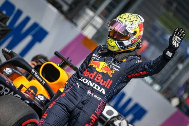 FORMULA 1 - GP of Austria 2021 SPIELBERG,AUSTRIA,03.JUL.21 - MOTORSPORTS, FORMULA 1 - Grand Prix of Austria, Red Bull Ring, practice and qualifying. Image shows the rejoicing of Max Verstappen (NED Red Bull Racing).  GEPAxpictures xManfredxBinder