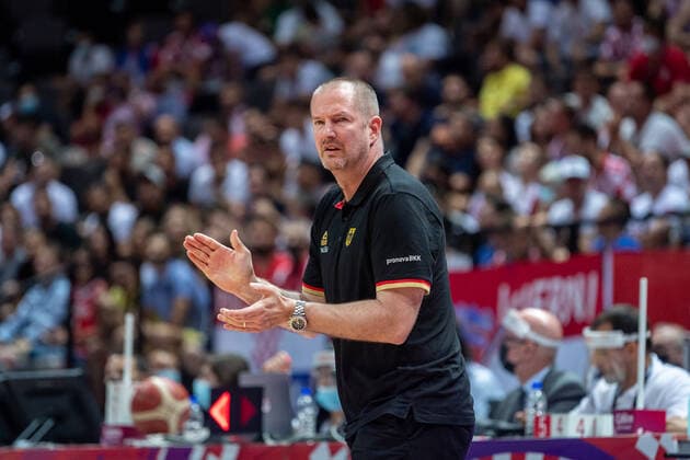 Basketball Split 03.07.2021 Olympia-Qualifikation FIBA Olympic Qualifying Tournament 2020 Halbfinale Deutschland (GER) - Kroatien (CRO) Henrik Rödl (Deutschland, Bundestrainer) Rodl Roedl