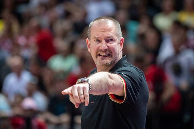 Basketball Split 03.07.2021 Olympia-Qualifikation FIBA Olympic Qualifying Tournament 2020 Halbfinale Deutschland (GER) - Kroatien (CRO) Henrik Rödl (Deutschland, Bundestrainer) Rodl Roedl