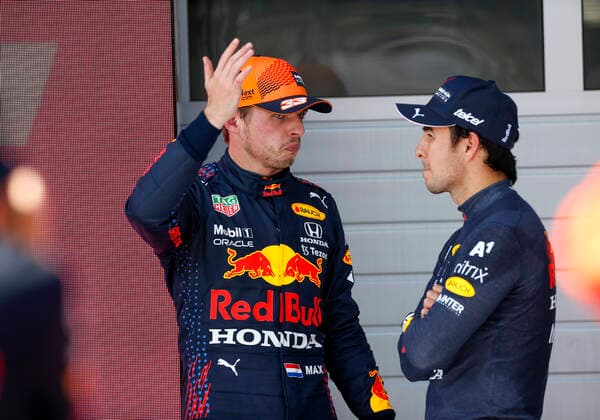 33 Max Verstappen (NED, Red Bull Racing), 11 Sergio Perez (MEX, Red Bull Racing), F1 Grand Prix of Austria at Red Bull Ring on July 3, 2021 in Spielberg, Austria. (Photo by HOCH ZWEI) Spielberg Austria
