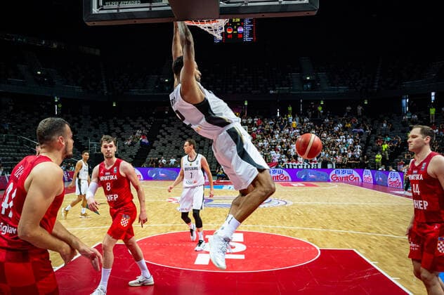 Basketball Split 03.07.2021 Olympia-Qualifikation FIBA Olympic Qualifying Tournament 2020 Halbfinale Deutschland (GER) - Kroatien (CRO) Johannes Thiemann (Deutschland, No.32)