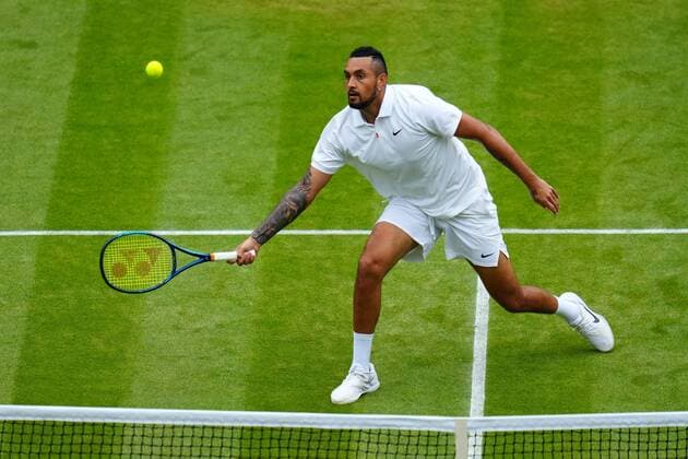 Mandatory Credit: Photo by Javier Garcia Shutterstock (12194408da) Nick Kyrgios during his third round match Wimbledon Tennis Championships, Day 6, The All England Lawn Tennis and Croquet Club, London, UK - 03 Jul 2021 Wimbledon Tennis Championships, Day 6, The All England Lawn Tennis and Croquet Club, London, UK - 03 Jul 2021  Copyright: xJavierxGarcia Shutterstockx 12194408da