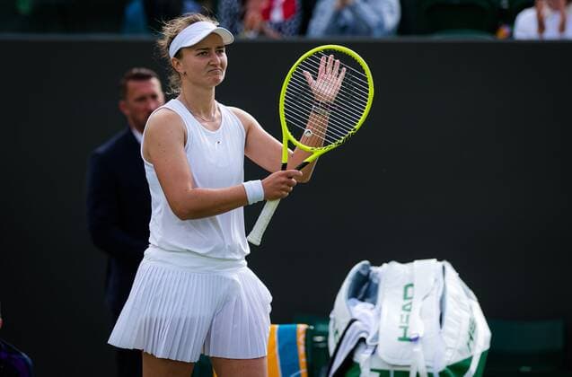 Mandatory Credit: Photo by Rob Prange Shutterstock (12194627z) Barbora Krejcikova of the Czech Republic in action during the third round at the 2021 Wimbledon Championships Grand Slam tennis tournament Wimbledon Tennis Championships, Day 6, The All England Lawn Tennis and Croquet Club, London, UK - 03 Jul 2021 Wimbledon Tennis Championships, Day 6, The All England Lawn Tennis and Croquet Club, London, UK - 03 Jul 2021  Copyright: xRobxPrange Shutterstockx 12194627z