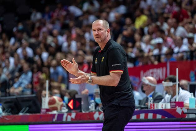 Basketball Split 03.07.2021 Olympia-Qualifikation FIBA Olympic Qualifying Tournament 2020 Halbfinale Deutschland (GER) - Kroatien (CRO) Henrik Rödl (Deutschland, Bundestrainer) Rodl Roedl