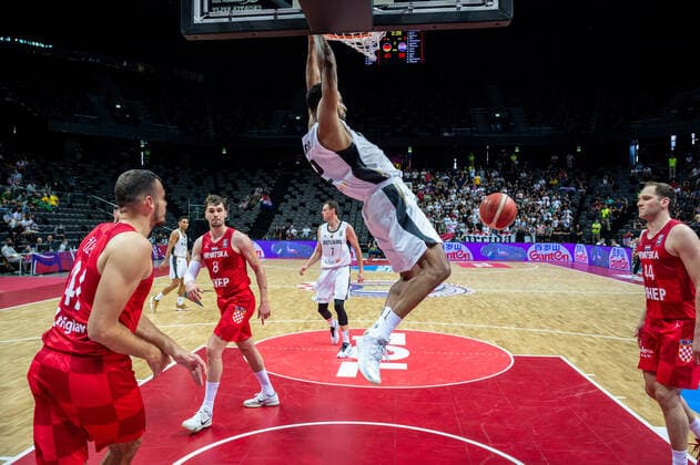 Basketball Split 03.07.2021 Olympia-Qualifikation FIBA Olympic Qualifying Tournament 2020 Halbfinale Deutschland (GER) - Kroatien (CRO) Johannes Thiemann (Deutschland, No.32)