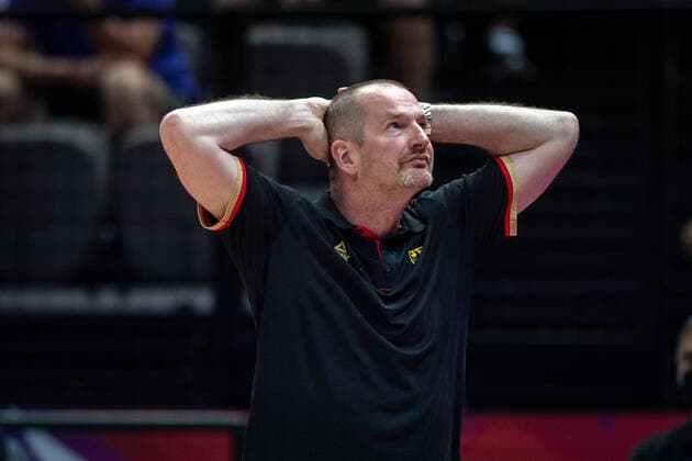 Basketball Split 03.07.2021 Olympia-Qualifikation FIBA Olympic Qualifying Tournament 2020 Halbfinale Deutschland (GER) - Kroatien (CRO) Henrik Rödl (Deutschland, Bundestrainer) Rodl Roedl