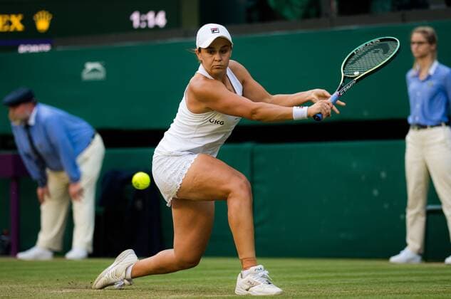 Mandatory Credit: Photo by Rob Prange Shutterstock (12194627ay) Ashleigh Barty of Australia in action during the third round at the 2021 Wimbledon Championships Grand Slam tennis tournament Wimbledon Tennis Championships, Day 6, The All England Lawn Tennis and Croquet Club, London, UK - 03 Jul 2021 Wimbledon Tennis Championships, Day 6, The All England Lawn Tennis and Croquet Club, London, UK - 03 Jul 2021  Copyright: xRobxPrange Shutterstockx 12194627ay