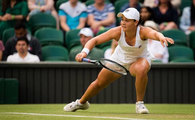 Mandatory Credit: Photo by Rob Prange Shutterstock (12194627aw) Ashleigh Barty of Australia in action during the third round at the 2021 Wimbledon Championships Grand Slam tennis tournament Wimbledon Tennis Championships, Day 6, The All England Lawn Tennis and Croquet Club, London, UK - 03 Jul 2021 Wimbledon Tennis Championships, Day 6, The All England Lawn Tennis and Croquet Club, London, UK - 03 Jul 2021  Copyright: xRobxPrange Shutterstockx 12194627aw