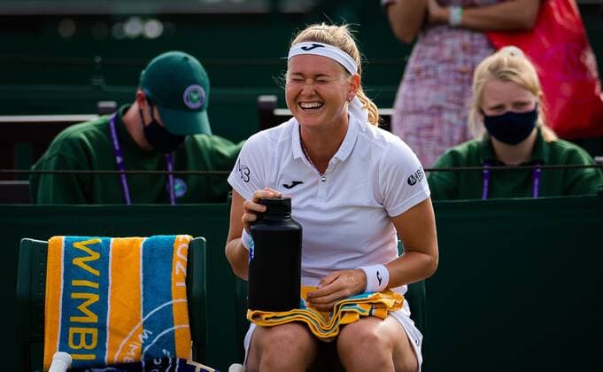 Mandatory Credit: Photo by Rob Prange Shutterstock (12194627bp) Marie Bouzkova of the Czech Republic playing doubles with Lucie Hradecka at the 2021 Wimbledon Championships Grand Slam tennis tournament Wimbledon Tennis Championships, Day 6, The All England Lawn Tennis and Croquet Club, London, UK - 03 Jul 2021 Wimbledon Tennis Championships, Day 6, The All England Lawn Tennis and Croquet Club, London, UK - 03 Jul 2021  Copyright: xRobxPrange Shutterstockx 12194627bp