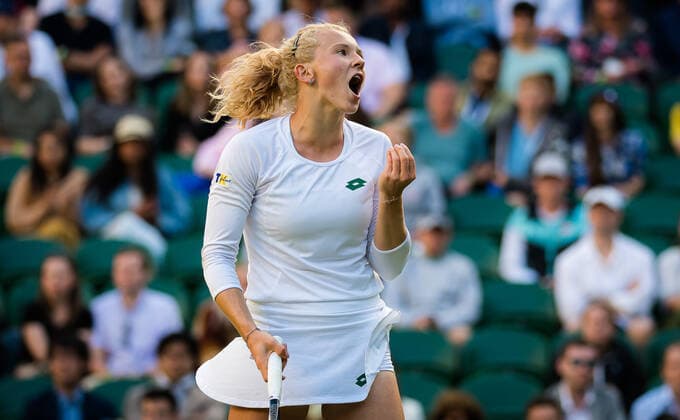 July 3, 2021: Katerina Siniakova of the Czech Republic in action during the third round at the 2021 Wimbledon Championships Grand Slam tennis tournament against Ashleigh Barty of Australia - ZUMAa181 20210703_zaa_a181_196 Copyright: xRobxPrangex