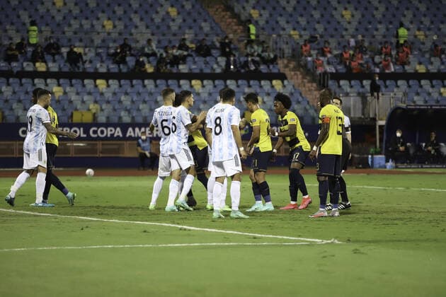 July 3, 2021, Goiania, Brazil: Soccer match between Argentina and Ecuador, valid for Quartas-Final of Copa America, at Pedro Ludovico Teixeira Olympic Stadium, in Goiania, on Saturday night (3). Argentina won 3-0.  Copyright: xLecoxVianax