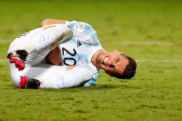 Argentina s Giovani Lo Celso reacts today, during a match for the quarterfinals of the Copa America at the Pedro Ludovico Teixeira Olympic Stadium in Goiania, Brazil, 03 July 2021. Argentina - Ecuador !ACHTUNG: NUR REDAKTIONELLE NUTZUNG!  Copyright: xAlbertoxValdesx AME030 20210704-8e6364a9c0a2d68c6caab259956fd9671ff864c9