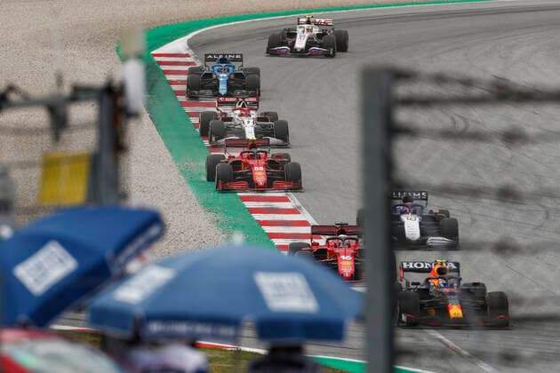 55 Carlos Sainz (ESP, Scuderia Ferrari Mission Winnow), 7 Kimi Raikkonen (FIN, Alfa Romeo Racing ORLEN), 14 Fernando Alonso (ESP, Alpine F1 Team), F1 Grand Prix of Austria at Red Bull Ring on July 4, 2021 in Spielberg, Austria. (Photo by HOCH ZWEI) Spielberg Austria