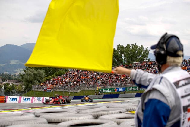 Yellow flag, 16 Charles Leclerc (MON, Scuderia Ferrari Mission Winnow), F1 Grand Prix of Austria at Red Bull Ring on July 4, 2021 in Spielberg, Austria. (Photo by HOCH ZWEI) Spielberg Austria