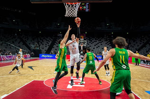 Basketball Split 04.07.2021 Olympia-Qualifikation FIBA Olympic Qualifying Tournament 2020 Finale Deutschland (GER) - Brasilien (BRA) Robin Benzing (Deutschland, No.12)