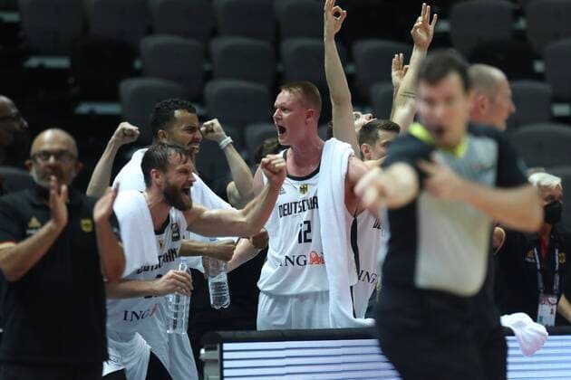 Germany v Brazil - Final: 2020 FIBA Men s Olympic Qualifying Tournament Robin Benzing of Germany reacts during the 2020 FIBA Men s Olympic Qualifying Tournament final between Germany and Brazil at Spaladium Arena on July 4, 2021 in Split, Croatia. IvoxCagalj PIXSELL