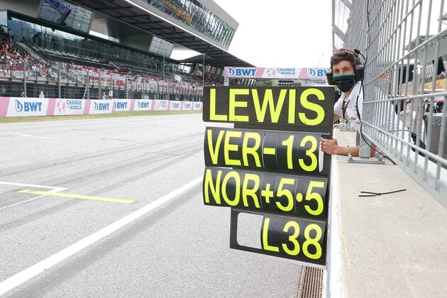 Formula 1 BWT Grosser Preis von Österreich 2021 04.07.2021, Red Bull Ring , Spielberg, Formula 1 BWT Grosser Preis von Österreich 2021 , im Bild Anzeigetafel für Lewis Hamilton (GBR 44), Mercedes-AMG Petronas Formula One Team