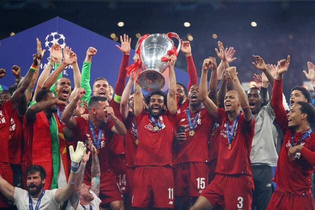 Mandatory Credit: Photo by BPI Shutterstock (10265937vs) Mohamed Salah of Liverpool celebrates with Champions League Trophy Tottenham Hotspur v Liverpool, UEFA Champions League Final, Football, Wanda Metropolitano Stadium, Madrid, Spain - 01 Jun 2019 Editorial use only Tottenham Hotspur v Liverpool, UEFA Champions League Final, Football, Wanda Metropolitano Stadium, Madrid, Spain - 01 Jun 2019 Editorial use only Copyright: xBPI Shutterstockx 10265937vs