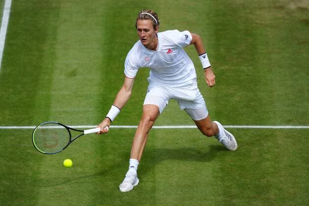 Mandatory Credit: Photo by Shutterstock (12196118i) Sebastian Korda during his fourth round match Wimbledon Tennis Championships, Day 7, The All England Lawn Tennis and Croquet Club, London, UK - 05 Jul 2021 Wimbledon Tennis Championships, Day 7, The All England Lawn Tennis and Croquet Club, London, UK - 05 Jul 2021  Copyright: xShutterstockx 12196118i
