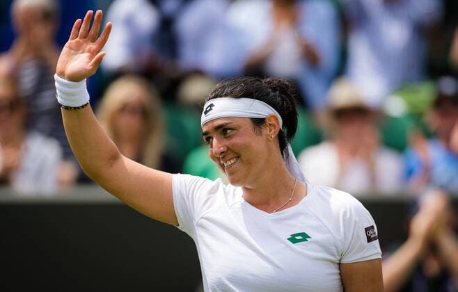 Mandatory Credit: Photo by Rob Prange Shutterstock (12196121j) Ons Jabeur of Tunisia in action during the fourth round at the 2021 Wimbledon Championships Grand Slam tennis tournament Wimbledon Tennis Championships, Day 7, The All England Lawn Tennis and Croquet Club, London, UK - 05 Jul 2021 Wimbledon Tennis Championships, Day 7, The All England Lawn Tennis and Croquet Club, London, UK - 05 Jul 2021  Copyright: xRobxPrange Shutterstockx 12196121j