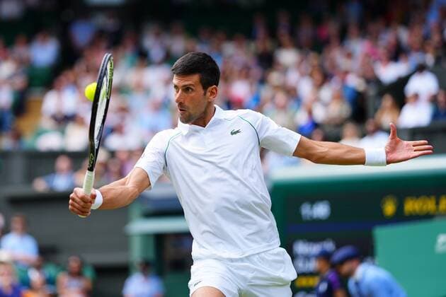 Mandatory Credit: Photo by Javier Garcia Shutterstock (12196117ct) Novak Djokovic during his fourth round match Wimbledon Tennis Championships, Day 7, The All England Lawn Tennis and Croquet Club, London, UK - 05 Jul 2021 Wimbledon Tennis Championships, Day 7, The All England Lawn Tennis and Croquet Club, London, UK - 05 Jul 2021  Copyright: xJavierxGarcia Shutterstockx 12196117ct