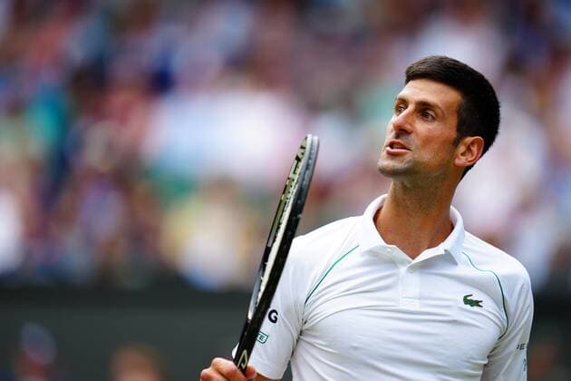 Mandatory Credit: Photo by Javier Garcia Shutterstock (12196117dm) Novak Djokovic during his fourth round match Wimbledon Tennis Championships, Day 7, The All England Lawn Tennis and Croquet Club, London, UK - 05 Jul 2021 Wimbledon Tennis Championships, Day 7, The All England Lawn Tennis and Croquet Club, London, UK - 05 Jul 2021  Copyright: xJavierxGarcia Shutterstockx 12196117dm