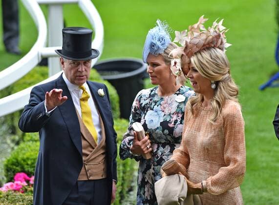 Mandatory Credit: Photo by Hugh Routledge Shutterstock (10314324af) Prince Andrew with Zara Tindall and Queen Maxima of The Netherlands Royal Ascot, Day 1, UK - 18 Jun 2019 Royal Ascot, Day 1, UK - 18 Jun 2019  Copyright: xHughxRoutledge Shutterstockx 10314324af