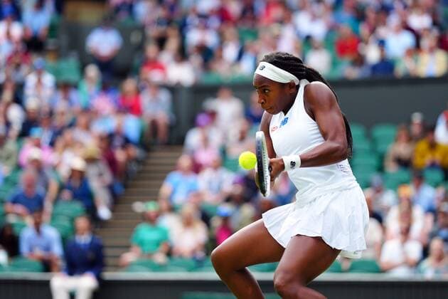 Mandatory Credit: Photo by Javier Garcia Shutterstock (12196117gi) Coco Gauff during her fourth round match Wimbledon Tennis Championships, Day 7, The All England Lawn Tennis and Croquet Club, London, UK - 05 Jul 2021 Wimbledon Tennis Championships, Day 7, The All England Lawn Tennis and Croquet Club, London, UK - 05 Jul 2021  Copyright: xJavierxGarcia Shutterstockx 12196117gi
