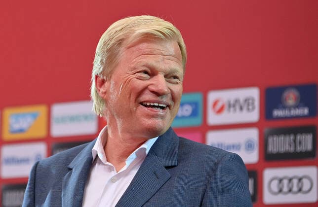 Sport Themen der Woche KW27 Sport Bilder des Tages MUNICH, GERMANY - JULY 05: New CEO of FC Bayern Muenchen Oliver Kahn (C) and president of FC Bayern Muenchen Herbert Hainer (R) address a video press conference, PK, Pressekonferenz at Allianz Arena on July 05, 2021 in Munich, Germany. From July 1, 2021, former goalkeeper Oliver Kahn took over from Karl-Heinz Rummenigge as CEO of FC Bayern Muenchen Photo by Sebastian Widmann Getty Images Pool Pressefoto Rudel FC Bayern Muenchen Press Conference