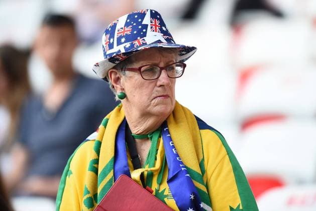 Mandatory Credit: Photo by Bagu Blanco BPI Shutterstock (10319319n) Australia fan. Norway v Australia, FIFA Women s World Cup 2019, Round of !6, Football, Stade de Nice, Nice, France - 22 Jun 2019 Editorial use only Norway v Australia, FIFA Women s World Cup 2019, Round of !6, Football, Stade de Nice, Nice, France - 22 Jun 2019 Editorial use only  Copyright: xBaguxBlanco BPI Shutterstockx 10319319n
