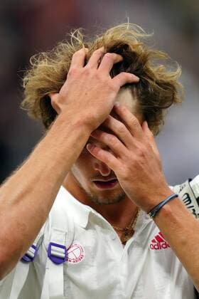 Mandatory Credit: Photo by Shutterstock (12196118hq) Alexander Zverev after defeat in his fourth round match Wimbledon Tennis Championships, Day 7, The All England Lawn Tennis and Croquet Club, London, UK - 05 Jul 2021 Wimbledon Tennis Championships, Day 7, The All England Lawn Tennis and Croquet Club, London, UK - 05 Jul 2021  Copyright: xShutterstockx 12196118hq