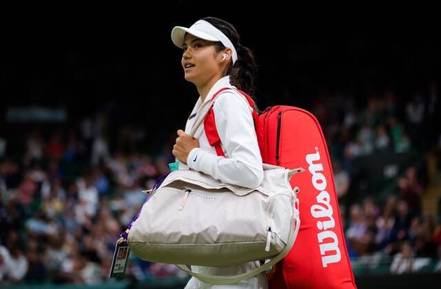 Mandatory Credit: Photo by Rob Prange Shutterstock (12196121ea) Emma Raducanu of Great Britain in action during the fourth round at the 2021 Wimbledon Championships Grand Slam tennis tournament Wimbledon Tennis Championships, Day 7, The All England Lawn Tennis and Croquet Club, London, UK - 05 Jul 2021 Wimbledon Tennis Championships, Day 7, The All England Lawn Tennis and Croquet Club, London, UK - 05 Jul 2021  Copyright: xRobxPrange Shutterstockx 12196121ea